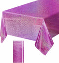 1 Pack Hot Pink Iridescent Plastic Tablecloth Disposable 54 × 108 Inch Glitter Holographic Foil Table Cloth Plastic Laser Rectangle Table Cover for Birthday Wedding Disco Party