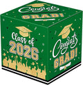 Graduation Card Box 2026 - Congrats Grad Card Boxes Holder, Green and Gold Class of 2026 Graduation Gift Cards Box for Graduation Party Decorations 2026 Favors Decor Supplies Props,9x 9 x 9 inches