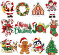 Large 11"x14" Vintage Christmas Cutouts Decorations Cardboard Cutout Set of 12, Vintage Christmas Red and Green Paper Cut Outs Party Decoration Indoor Outdoor, Retro Paper Xmas Cutouts Wall Decor