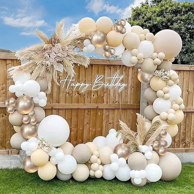 White Sand Balloons 12inch, 62pcs Nude White Latex Balloons, Matte Off White Cream Beige Balloon for Party Decorations Supplies or Arch Decor, Helium Balloons for Birthday, Wedding, Baby Shower