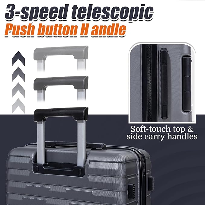 Cosbarn Luggage Sets 5 Piece Suitcases with Wheels, Suitcase Set ABS Hard Case Luggage with Lock Spinner Wheels Durable Travel Luggage