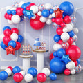 138PCS Red White and Blue Balloon Garland Arch Kit, 18 12 10 5 inch Red and Blue White Balloon Garland with Stars for 4th of July Decorations Birthday Baseball Veterans Memorial Patriotic Day