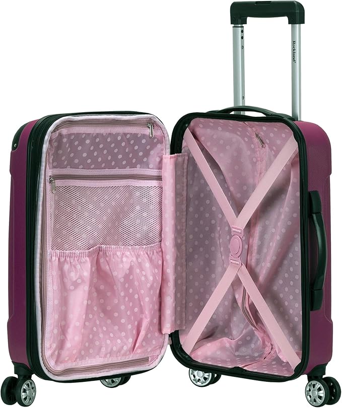 Rockland London Hardside 3 Piece Expandable Spinner Wheel Luggage Set, (20"/24"/28"), Magenta