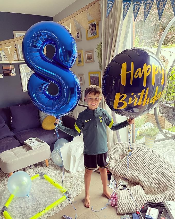 Navy Blue 8 Balloon, Number Balloon 40 Inch, Blue Birthday Decorations, 8 18 28 38 80 Birthday Balloons, 8th Party Supplies, Number 8 Balloon