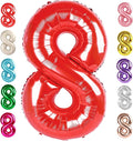 40 Inch Number 8 Balloon, Red 8 18 28 80 Birthday Balloons for Men Boys, 8th Birthday Decorations Party Supplies, Wedding, Graduations