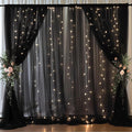 20x10ft Black Tulle Backdrop Curtain with Lights String for Parites, Sheer Backdrop Curtains for Wedding Baby Shower Birthday Party Photo Shoot Decorations