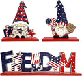 4th of July Table Decorations Patriotic Desk Decor 3 Pcs Wooden Gnomes Freedom Memorial Day Red White and Blue Decor