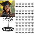 Rtteri 30 Pcs 2026 Grad Cap Graduation Picture Display 2 Inch Black Photo Holders for Centerpieces Graduation Table Number Holders Card Stands for Class of 2026 Grad Party Supplies