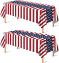 OHOME 4th of July Decorations - Patriotic American Flag Plastic Tablecloth for 250 America Anniversary USA | Fourth of July Accessories for Home Outdoor Outside Party Favors,54"x108",2 Pack