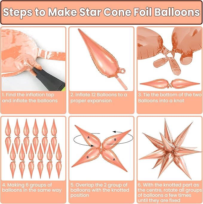 KatchOn, Huge Rose Gold Starburst Balloons - 26 Inch | Star Balloon, Rose Gold Party Decorations | Spike Balloon for Mylar Balloons Decoration | Graduation Decorations 2025