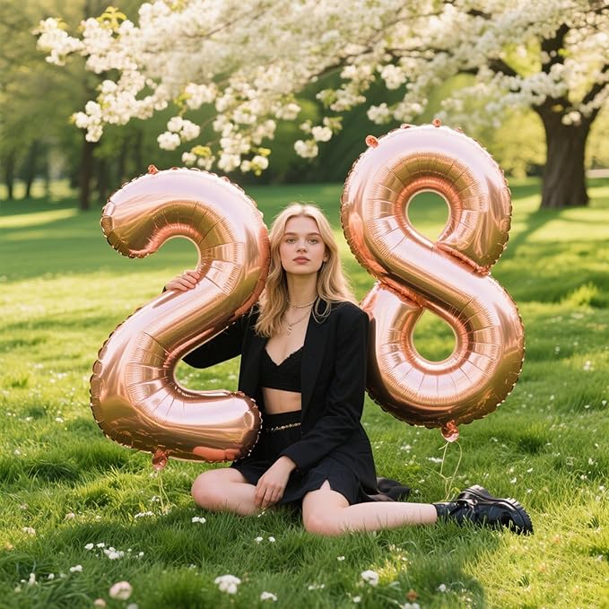 Rose Gold Number 8 Balloon Foil Mylar Number 8th Birthday 40 Inch Big Giant Helium Number for 18 28 Birthday Decor,Boys Girl Party Supplies & 80 Anniversary Events