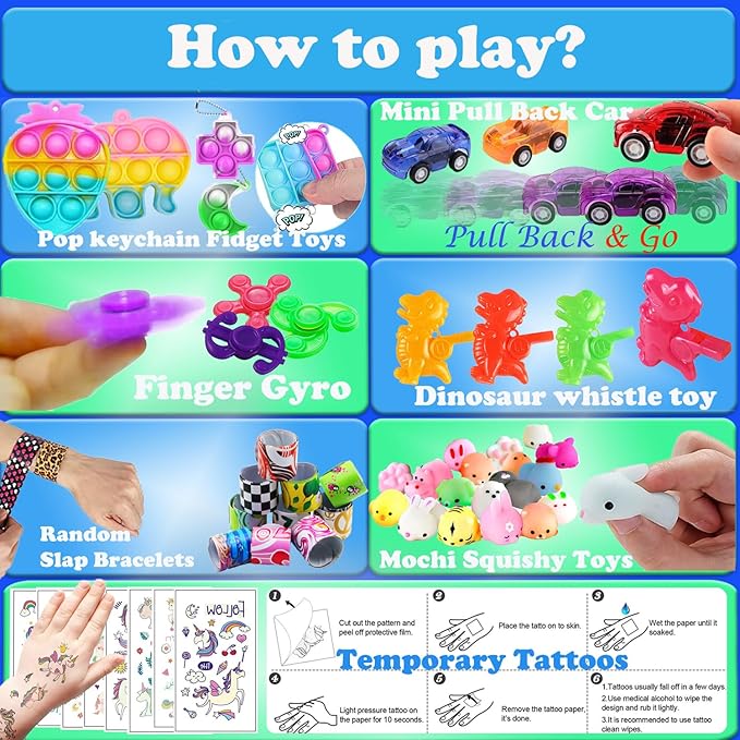 148 Pcs Party Favors for Kids 4-8-12 Assortment Fidget Toy, Easter Egg Fillers, Treasure Box Toys for Classroom Prizes, Carnival Prizes, Goodie Bags Stuffers Pinata Fillers