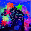 UV Neon Balloons, Glow in the Dark Party Supplies Neon Foil Explosion Star Balloon Kit Cone Balloons Glow in the Dark Birthday Decorations for Blacklight Party Decoration
