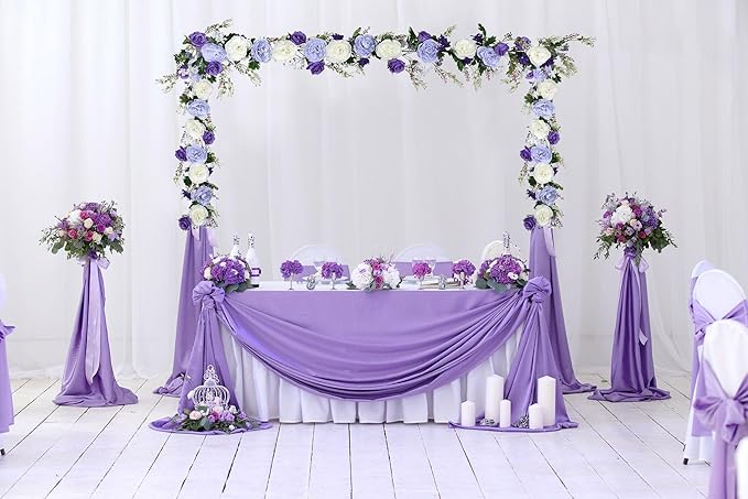 Lvydec Artificial Peony Flower Garland - 6ft Silk Peony Purple Flower Garland Arch Flower Vine for Wedding Party Table Decoration (2, Purple and White)