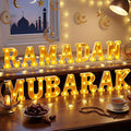 Ramadan Mubarak Large LED Lights Mirror-Effect Letter Lights Battery Powered Eid Mubarak Decorations for Party Decorations Indoor Outdoor