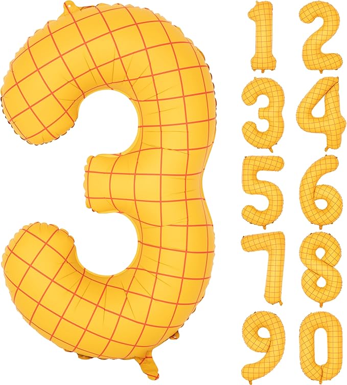 40" Matte Yellow Balloons Toy Inspired Story Theme party Supplies, Number Birthday Decoration, Cowboy Decorations Western, Cowgirl Party Balloon Digital 3