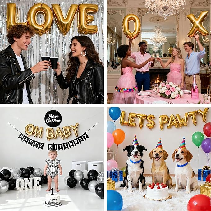 98 Pcs Gold Letter Balloons, Custom 3 Set A-Z Set for Personalizing Names & Phrases Party Supplies Banners - with 1 Set AEOLMPRST 20Pcs for Wedding/Birthdays/Annivs/Grads Party Banner Custom Phrase