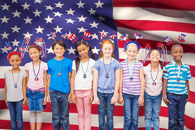 Moon Boat 12PCS Patriotic Head Boppers Headband - Star Uncle Sam Hat Balloons- Fourth 4th of July Party Accessories Favors Decorations