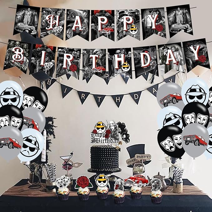 Early 2000s Cartoon Birthday Party Decoration, Yellow, Includes 1 Happy Birthday Banner, Cake Topper, 12 Cupcake Toppers, 18 Latex Balloons with 3 Designs
