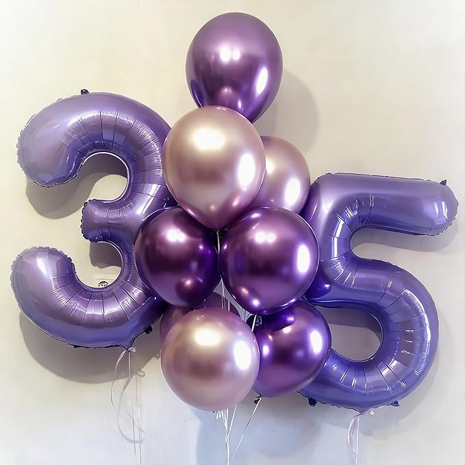 40 Inch Number Balloons, Purple Balloons 15th Birthday Decoration For Woman Man, Foil Number 15 Ballon for 15, 51 Anniversary, Bridal Shower, Graduation, Wedding, New Year, Valentine's Day