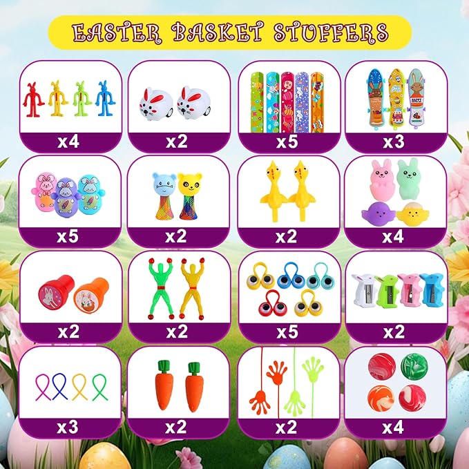 600 Pcs Easter Basket Stuffers for Kids Party Favors,Easter Fillers,Fidget Toys,Bulk Easter Toys,Stocking Stuffers Birthday Gifts,Carnival Treasure Classroom Prizes Box,Pinata Fillers,Easter Egg Hunt