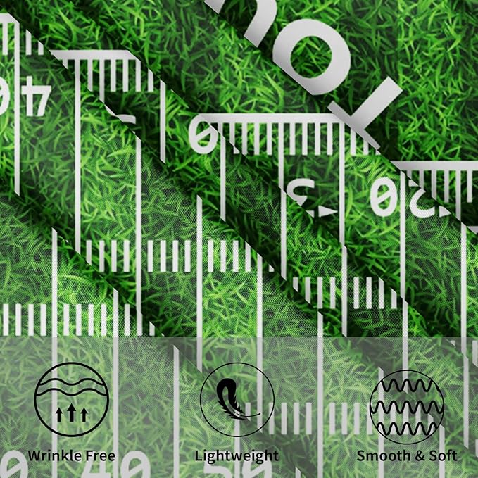 Football Round Tablecloth 60 Inch Rugby Football Pattern Circle Table Cloth Green Table Cover Washable Polyester Indoor Decorations for Home Kitchen Dinning Party