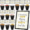 12 Set 2026 Graduation Candy Buffet Party Decoration Graduation Table Candy Bar Snack Labels Signs and 5'' Buckets with Handle for Class of 2026 Party Parties Supplies(Striped Style,Black)