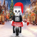 5 FT Christmas Hat Skeleton, Outdoor Inflatable Decorations with Built-in LED Lights for Gothic Style Holiday Inflatable White Christmas for lawns, Gardens, and Outdoor use