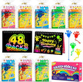 48*3 Packs Scratch Art Notebook+Sticky Hands+Stickers,Easter Party Favors for Kids 4-8-12,Return Gifts for Birthday Party Bulk Toys,Goodie Bags Stuffers, Classroom Prizes Students Gifts
