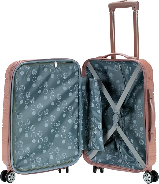 Rockland Melbourne Hardside Expandable Spinner Wheel Luggage, Carry-On 20", Rose Gold