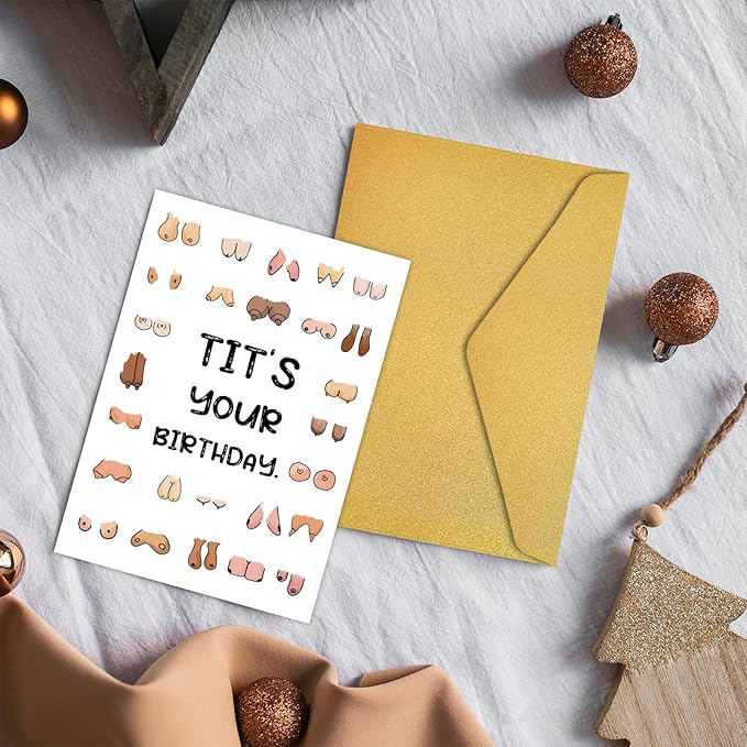 PIUST Funny Birthday Card for Him Her, Tit's Your Birthday Card for Women Men, Cheeky Boob Card for Husband Boyfriend Wife Girlfriend (17)