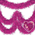50 Feet Christmas Tinsel Garland, Metallic Twist Garland Wall Hanging Tinsel Garland Backdrop for Parade Floats, Carnival, Birthday, Wedding, New Year Party Decorations (Fuchsia, 2in x 50ft)