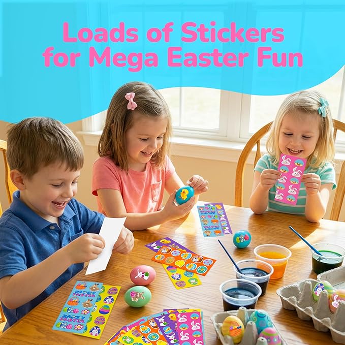 ArtCreativity 1000+ Easter Stickers for Kids with 100 Stickers Sheets, Made in USA Assorted Vibrant Colors and Designs, Easter Basket Stuffers, Fillers Party Favors for Boys and Girls