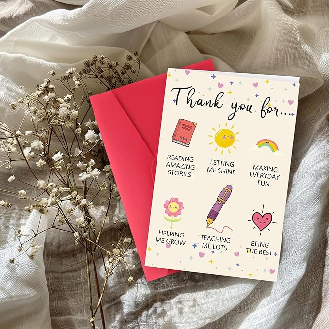 Cute Teacher Appreciation Gifts for Men Women, Funny Thank You Teacher Card, Thank You for Helping Me Grow