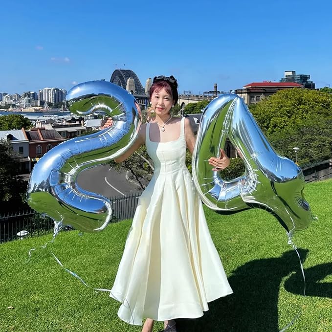 40 Inch Silver 4 Number Balloons 14 Number Balloons Giant 14 or 41 42 43 44 45 46 47 Balloons Silver Foil Mylar Helium Large Digital Balloon 40th Birthday Anniversary Party Decorations Supplies