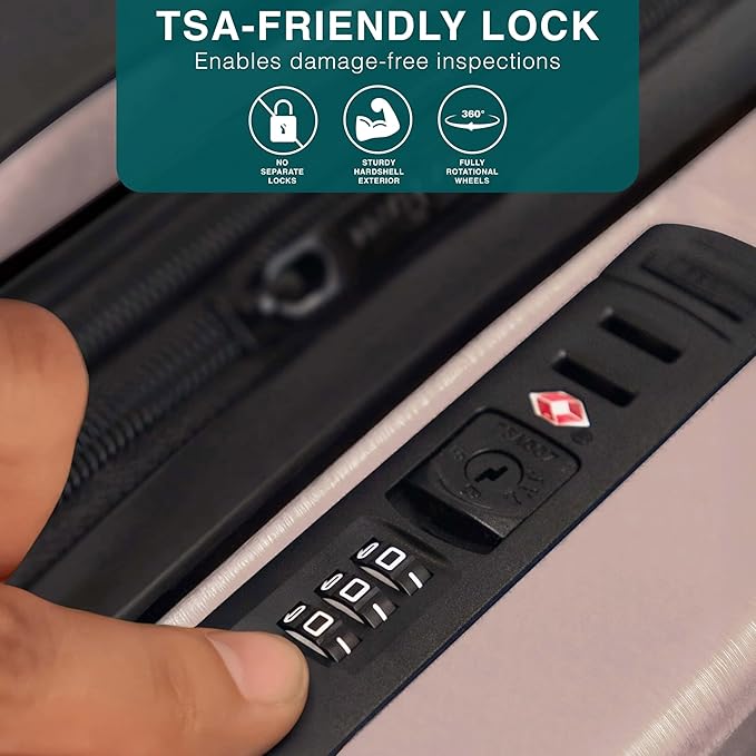TRAVELARIM Luggage Sets 3 Piece, 20 Inch Carry on Luggage and 28 Inch Suitcases with Wheels Spinner, Durable Hard Shell Suitcase Set, Expandable Travel Suitcase, Pink