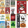 Seasonal Garden Flags Set of 12 Double Sided 28 x 40 Inch Yard Flags, Large House Flags for Outside, Fall Winter Halloween Christmas Outdoor Flags, Holiday Garden Flags for All Seasons