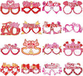 16Pcs Valentine's Day Party Glasses Frames, Sweet Valentine's Day Paper Glasses Valentines Eyeglasses Photo Booth Props for Valentines Party Decorations Supplies
