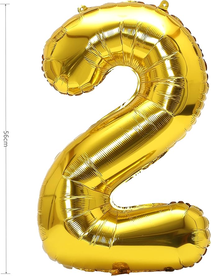 YPSelected 32 Inch Large Foil Helium Number Balloon Birthday Wedding Party 0-9 (Gold, 2)