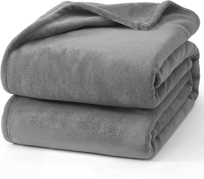 Hansleep Fleece Grey Full Blanket, Super Soft Flannel Fuzzy Plush Cozy Blanket for All Seasons, Grey, Full 84x90 Inches