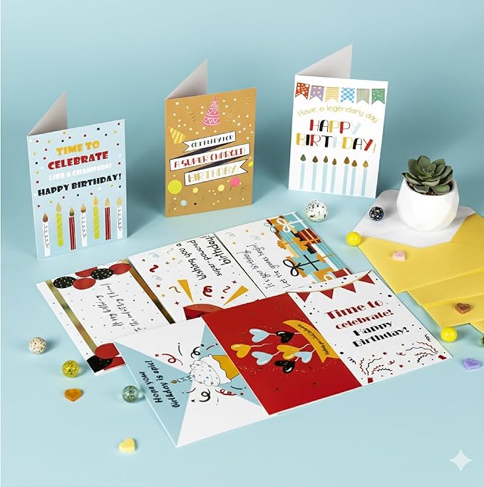 Mr. Pen- Birthday Cards with Envelopes, 20 Pack, 4" x 6", Assorted Color with Gold Foil, Blank Inside, Greeting Cards Birthday