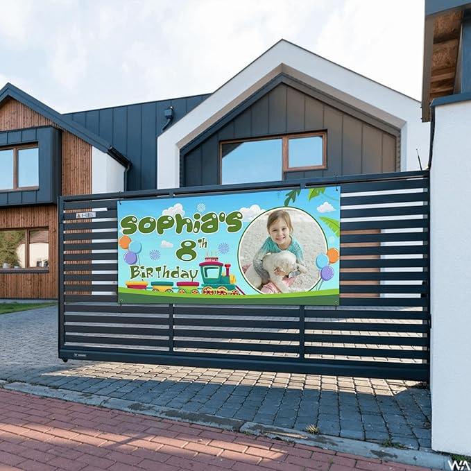 Custom Happy Birthday Banner Personalized Banners and Signs with Photo Name for Women Men Kids Party Decorations Supplies Indoor Outdoor Birthday Gifts Style 27