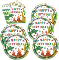 50PCS Dinosaur Birthday Paper Plates and Napkins - Watercolor Disposable Paper Plates Napkins Kit for Dinosaur Birthday Party Decorations Table Decor, Serves 25