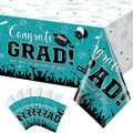 6 Pack Graduation Tablecloth Party Decorations, Class of 2026 Congrats Grad Plastic Tablecover Party Supplies, Teal Rectangle Graduation Table Decorations for College High School Party, 54 x 108 Inch