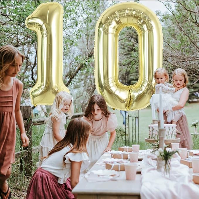 TONIFUL 40 Inch Light Gold Large Numbers Balloon 0-9 Birthday Party Decorations,Foil Mylar Big Number 0 Balloon Digital 0 for Birthday Party,Wedding, Bridal Shower,Engagement,Graduations,Anniversary
