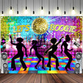 Disco Backdrop 5X3ft Retro Glow Party 70s 80s 90s Theme Stage Dance Background Disco Party Decoration Disco Ball Banner Dance Backdrop for Birthday Party Prom Portrait Photo Props Polyester, Multi