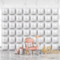 NISOCY 48PCS White Square Foil Balloons Wall Backdrop Double Sided Pearl White Balloons Tunnel Arch Kit for Birthday Wedding Engagement Bridal Baby Shower Party Decoration