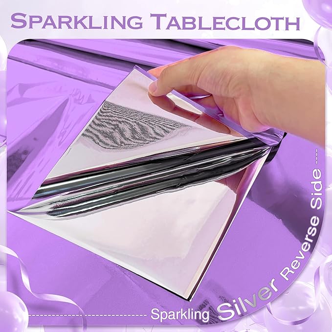 1 Piece Light Purple Foil Tablecloth 54*72inch Plastic Birthday Party Table Cloths Disposable Waterproof Table Cover for Halloween Bridal Shower Wedding Anniversary Baby Shower Elegant Party Supplies