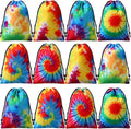 24 Pcs Tie Dye Party Favor Bags Drawstring Birthday Gift Bag Candy Goodie Treat Bag Colorful Snacks Bag, Polyester Wrap Bags for Retro Tye dye Beach Party Decor School Supplies (9.8 x 7.1 Inch)
