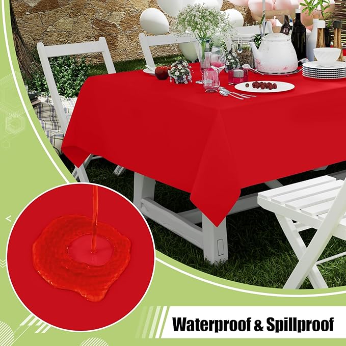 Smiry Disposable Table Cloth - 15 Pack, 54 x 108 Inch Waterproof Rectangle Tablecloths for Parties, Decorative Plastic Table Cover, Leakproof & Sturdy, Red